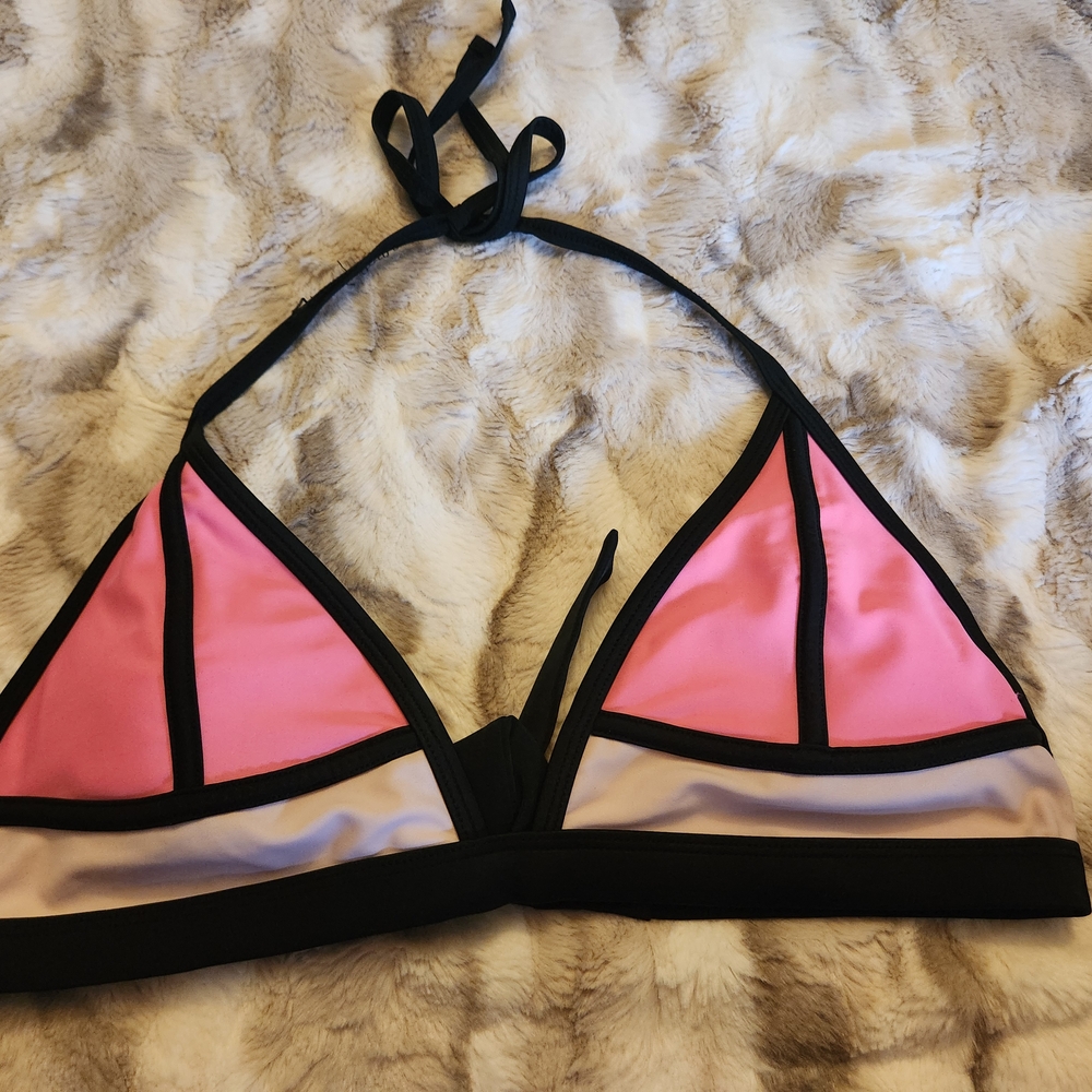 Xhilaration Pink and Black Triangle Bikini